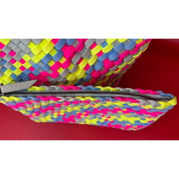 Naghedi St Barths Bright Multi-Colors Woven Medium Tote Bag Purse In Ibiza - Picture 11 of 14